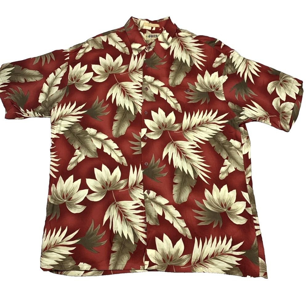 Campia Moda Hawaiian Shirt Mens XL Red Floral Rayon Aloha Vintage
